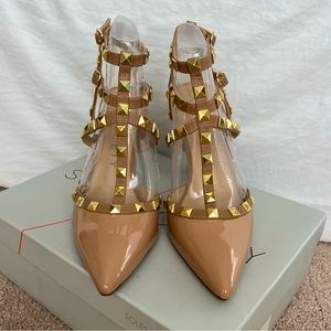 Sole Society Tiia T-Trap Studded Adobe Patent Heel Size 8 NIB!